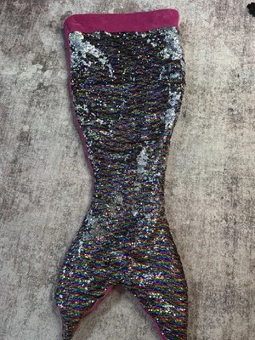Cynthia Rowley Iridescent Rainbow Sequin Mermaid Tail Blanket